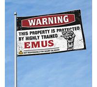 Décoration de bar sportif Avertissement Cette propriété est protégée par un drapeau émeus hautement qualifié Décoration cool pour chambre d'homme Décoration de porte (30 x 45 cm)