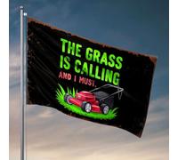 Décoration de bar sportive The Grass Is Calling And I Must. Drapeau de pêche Accessoires de bateau de pêche Décoration de chambre pour homme (60 x 90 cm)