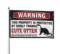 Décoration de bar vintage avec avertissement « This Property Is Protected By A Highly Trained » - Drapeau loutre mignon - Décorations d'extérieur (30 x 45 cm)