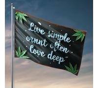 Décoration de bar vintage Chill Vibes : Live Simple, Smoke Often, Love Deep Flag Drapeaux muraux amusants Décorations de terrasse Extérieur (120 x 180 cm)