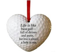 Décoration de baseball en forme de cœur avec surpiqûres rouges et gravure pour noms, dates ou mots commémoratifs courts (golf)