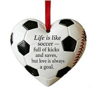 Décoration de baseball en forme de cœur avec surpiqûres rouges et gravure pour noms, dates ou mots commémoratifs courts (football)