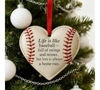 Décoration de baseball en forme de cœur, décoration de Noël sur le thème du baseball, décorations sportives vintage, ornements en acrylique avec impression double face pour sapin de Noël, cadeaux de