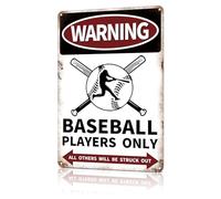 Décoration de baseball vintage en métal pour chambre de garçon, chambre d'enfant, panneau de sport, affiche murale d'avertissement des joueurs de baseball Only All Others Will Be Struck Out 20,3 x