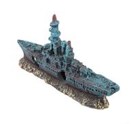 Décoration de bateau de guerre en résine pour aquarium, décoration créative pour aquarium offrant des caractéristiques d'habitat naturel pour petits poissons et crevettes (navire de guerre)