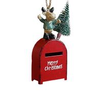 Décoration de boîte aux lettres - Boîte aux lettres en métal coloré, décoration de boîte aux lettres de Noël en fer Joyeux Noël, décoration d'arbre de Noël de petite boîte aux lettres, ornements