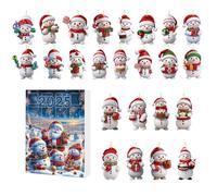 Décoration de bonhomme de neige de l'Avent 2D - Calendrier du compte à rebours de Noël 2025 | Calendrier de compte à rebours de noël de 24 jours, avec ornements de bonhomme de neige pour Branches d'ar
