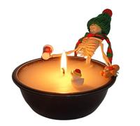 Décoration de bougie d'Halloween, bougie squelette en cire de soja, décoration de vacances vintage, base en résine imperméable, détails en fil tricoté, décoration de table de chambre à coucher, 12 x