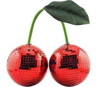 Décoration de boule disco cerise - 10 cm - Double miroir - Boule disco suspendue - Cerise disco pour la décoration de la maison, accessoires de scène, fête, mariage, vacances, décoration de la maison