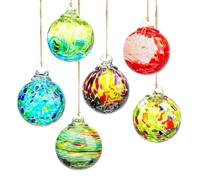 Décoration de boules de verre soufflées à la main - En verre suspendues - Boule de Noël élégante - Décoration de fenêtre - Accessoires pour jardin et patio - Pendentif Cris