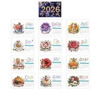 Décoration de bureau 2026 à faire soi-même, calendrier de bureau 2026, calendrier de bureau mensuel à rabat, planificateur C-alendar de bureau à rabat, peinture diamant mensuelle F-lip pour la maison