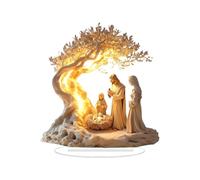 Décoration De Bureau De Scène De Noël | Arbre De Vie De Vacances D'hiver 2D De Jésus | Statue De Bureau En Acrylique Pour Scène De La Nativité, Pour Pièce Maîtresse De Table, Ornement De Maison