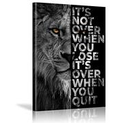 Décoration de bureau - Décoration murale - Impression de lion animal - Image It's Not Over When You Lose - Affiche avec des mots inspirants - 40 x 70 cm - Avec cadre