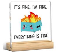 Décoration de bureau en forme de benne à ordures, décoration de bureau amusante, cadeau pour collègue, It's Fine I'm Fine Everything is Fine, cadeaux inspirants pour femmes, hommes, patron, bestie