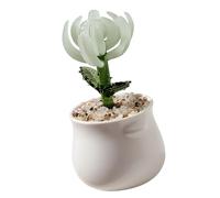 Décoration de bureau en forme de fleur, vert | Pot de fleurs en verre avec pot de fleurs blanc, 12 cm, pièce décorative pour les petits espaces de la maison