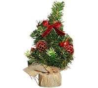 Décoration de bureau en plastique pour mini sapin de Noël 20 cm | Pré-décoré avec des ornements chatoyants et un feuillage texturé pour un charme festif sans effort sur n'importe quel bureau