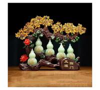 Décoration de bureau, Feng Shui Arbre d'Argent Jaune Cristal Calebasse Arbre du Chanceux Cristal Arbre Arbre Bonsaï Style Décoration pour la chance et la richesse Cadeau de pendaison Bonsaï Arbre