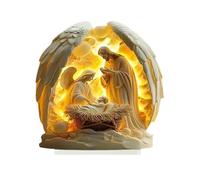 Décoration de bureau minimaliste for Noël, scène de la Nativité en acrylique 2D, ornement de table fin for la maison ou le bureau, décoration d'étagère de bureau chrétienne de Noël.(Colored--b)