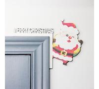 Décoration de cadre de porte de Noël en bois avec plan Père Noël et élan, Noël festif à suspendre pour la maison, les vacances, mur (E)