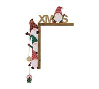 Décoration de cadre de porte de Noël festif sur le thème du Père Noël et du renne - Panneau mural d'angle à suspendre - Décorations de Noël pour portes de maison et fenêtres