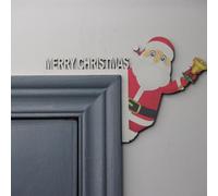 Décoration de cadre de porte en bois avec Père Noël et élan, décoration de Noël pour porte d'entrée et affichage intérieur (F)