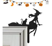 Décoration de Cadre de Porte en Bois Noir - Panneau d'angle Halloween, Ornement d'entrée Effrayant | Pièce Rustique à Suspendre, Garniture Gothique effrayante pour Jardin, Porche intérieur