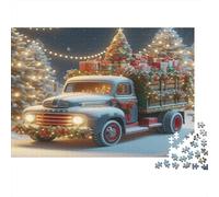 Décoration de Camion de Noël Set Puzzle 1000 Pièces pour Passionnés, Carton Recyclé,Neon Xmas Tree Northern Lights Décoration Intérieure, Art Mural, Cadeau Noël Festif, Défi Cérébral 70x50cm/1000pcs