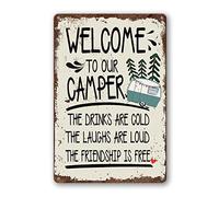 Décoration de camping - Accessoires de camping pour camping-cars - Décorations d'intérieur - Plaque en métal - Règles de camping amusantes - Décoration murale personnalisée - Cadeaux de bienvenue