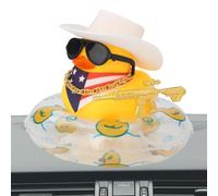 Décoration de canard de voiture | Accessoires d'ornement de cowboy pour tableau de bord | Canard jaune avec mini chapeau de , bouée, collier et lunettes de pour la table à manger sur le