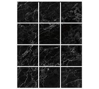 | Décoration de Carrelage | 12 Pièces - Stickers Autocollants Adhesifs Carrelage - Effet Marbre Noir- Dimensions d'un Sticker : 15 x 15 cm - Meubles Cuisine Salle de Bains ...