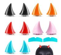Décoration de Casque Corne, Corne de Casque de Moto, Cornes de Diable pour Casques de Moto, Accessoires de Décoration de Casque de Moto, 10 Pièces, avec 2 Films Pluie pour Casque Moto