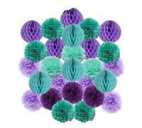 Décoration de cérémonie mariage DIY, boule ronde suspendue, pompon en papier nid d'abeille for baptême, fête d'anniversaire(Purple Min,6inch(15cm))