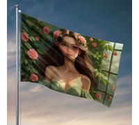 Décoration de chambre amusante « A Woman In A Green Dress With Roses In Her Hair Flag Garden Stand Door Decorations for Bedroom » (30 x 45 cm)
