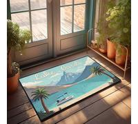 Décoration de chambre amusante au bord de la plage Relaxation au lac de Garde : une évasion sereine avec Palm Tre Paillasson intérieur Paillasson extérieur (40 x 60 cm)