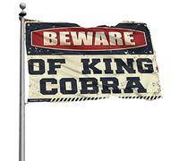 Décoration de chambre amusante Beware Of King Cobra Drapeau rétro Décoration de chambre pour les gars (30 x 45 cm)