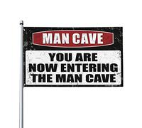 Décoration de chambre amusante « Caution! You Are Now Entering The Man Cave Flag Retro Room Decor Flags For Guys » (120 x 180 cm)