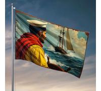 Décoration de chambre amusante - Marin volant dans les mers orageuses - Drapeau pour chambre de garçon - Décoration de porche d'automne (30 x 45 cm)