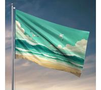 Décoration de chambre amusante - Mouettes volant au-dessus des vagues de l'océan - Drapeau pour chambre de garçon - Décoration de porche d'automne (30 x 45 cm)