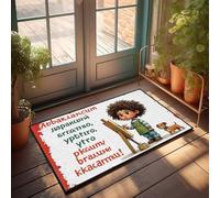 Décoration de chambre amusante pour enfant, peinture avec cheveux bouclés et chiot, tapis de bienvenue d'automne pour porte d'entrée, intérieur et extérieur, Ma(40 x 60 cm)