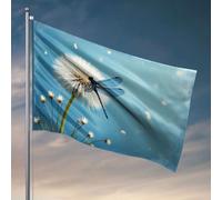 Décoration de chambre amusante Une libellule bleue perchée sur un pissenlit. Décorations extérieures pour patio, accessoires de grotte d'homme (60 x 90 cm)