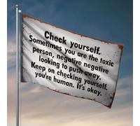 Décoration de chambre amusante Vérifiez vous-même régulièrement. Soyez conscient de soi. Drapeau d'accessoires de chambre pour garçons et filles (30 x 45 cm)