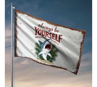 Décoration de chambre de dortoir universitaire Always Be Yourself : drapeau d'aventure tropicale d'un requin, décorations de porte de chambre à coucher, drapeaux graphiques pour chambre (152 x 244 cm)