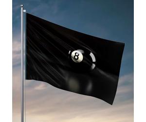 Décoration de chambre de dortoir universitaire La boule noire avec le chiffre 8 est sur un fond sombre. Drapeaux de drapeau drôle décoration de chambre pour homme (120 x 180 cm)