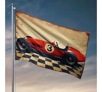 Décoration de chambre de dortoir universitaire vintage voiture de course avec numéro 3 sur l'écran. Drapeaux de drapeau drôle décoration de chambre pour homme (30 x 45 cm)