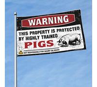 Décoration de chambre de garçon avec inscription « This Property Is Protected By A Highly Trained Pig Flag » Accessoires de décoration pour la maison, le bar, le bureau pour homme (120 x 180 cm)
