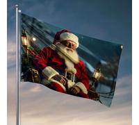 Décoration de chambre de garçon Père Noël assis sur son traîneau dans un paysage d'hiver drapeau homme grotte règles hippie décoration (152 x 244 cm)