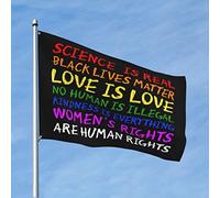 Décoration de chambre de garçon Teenager Science is Real Black Lives Matter BLM Love Drapeau arc-en-ciel Décoration de bar Accessoires de bureau pour homme (60 x 90 cm)
