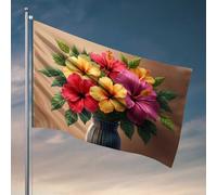 Décoration de chambre d'université pour gars, bouquet d'hibiscus coloré dans un vase bleu, drapeau, affiches de dortoir, accessoires de piscine (152 x 244 cm)