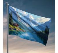 Décoration de chambre d'université pour gars, cabane sereine au bord du lac et des montagnes, dortoir, accessoires de piscine (120 x 180 cm)