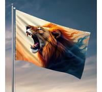 Décoration de chambre d'université pour gars - Lion rugissant en flammes et drapeau de fumée - Affiches de dortoir universitaire pour garçons - Accessoires de piscine (30 x 45 cm)